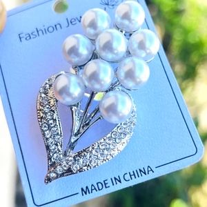 Silver Pearl Encrusted Brooch